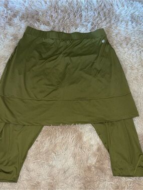 Olive Green Women's Skirted Leggings - Versatile Active Skirt Set